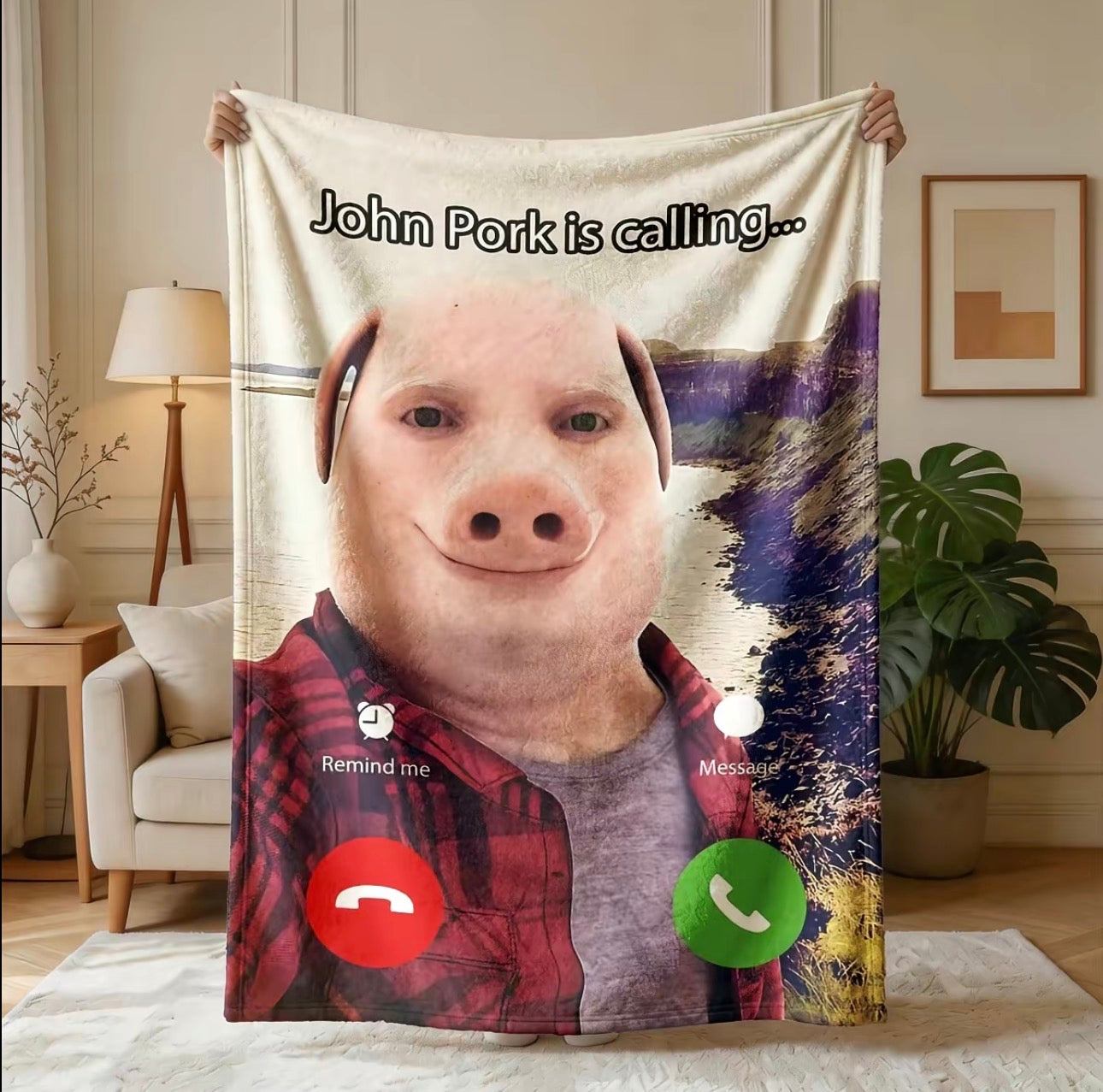 John Pork Is Calling Blanket