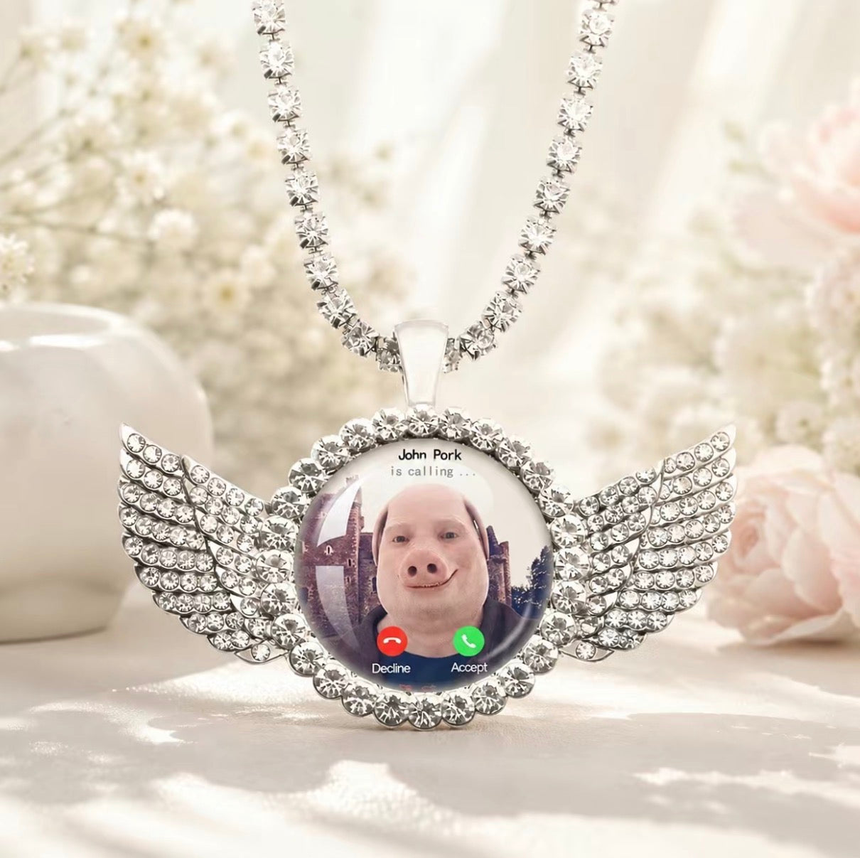 John Pork is Calling Pendant Necklace