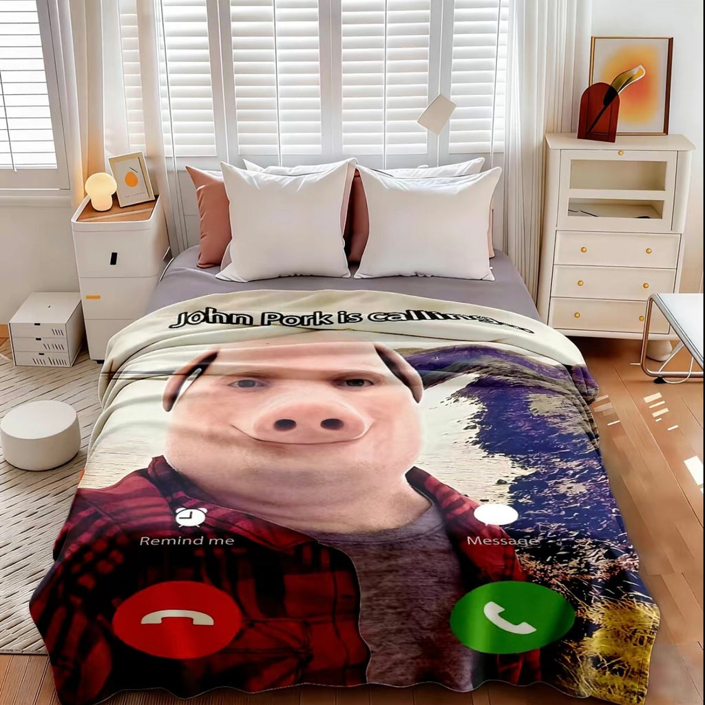 John Pork Is Calling Blanket